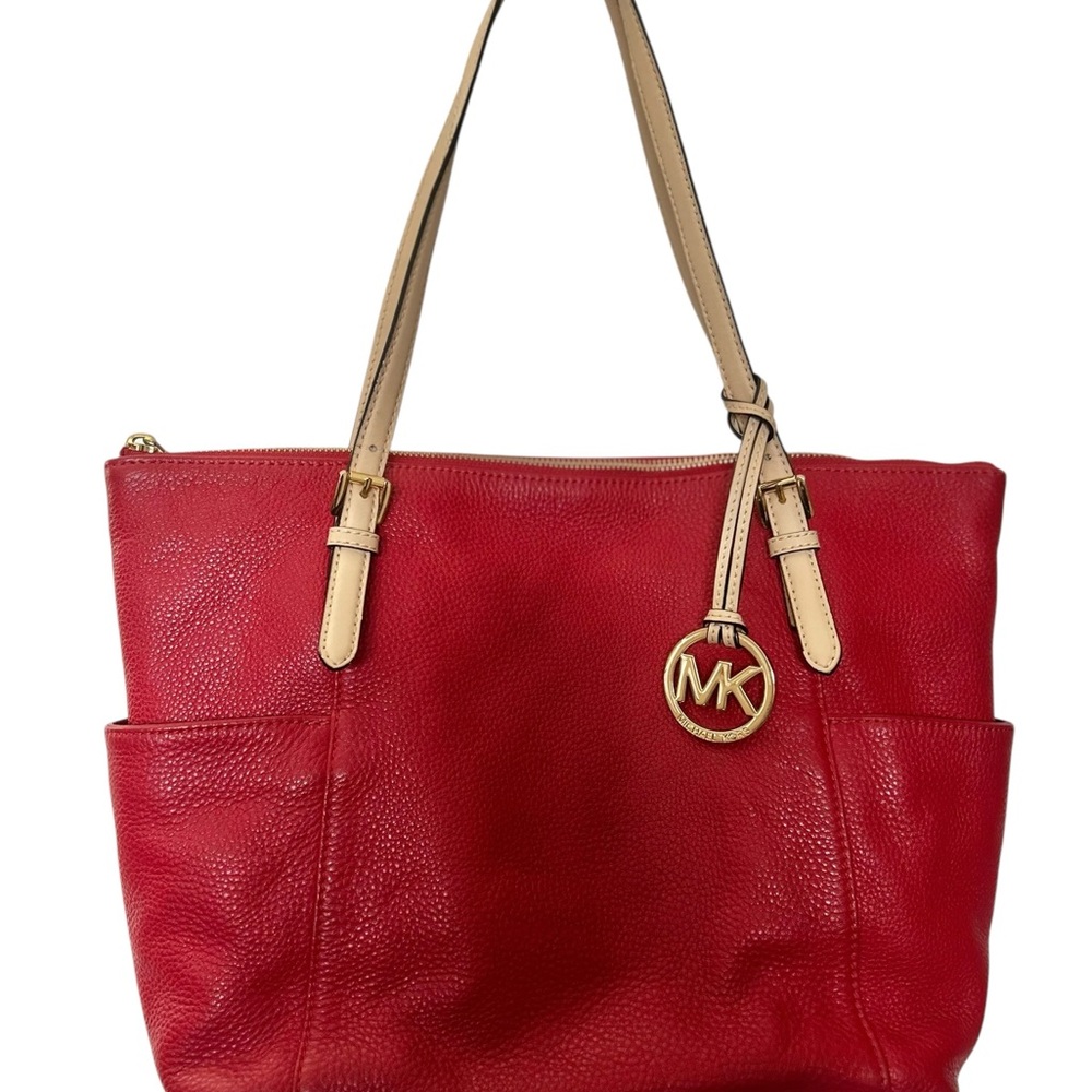 Michael Kors Red Leather Tote Bag